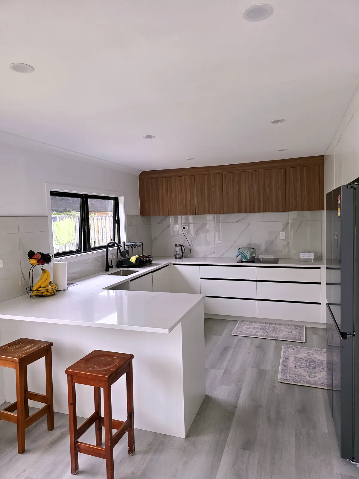 Kitchen renovation with waterfall island, Auckland