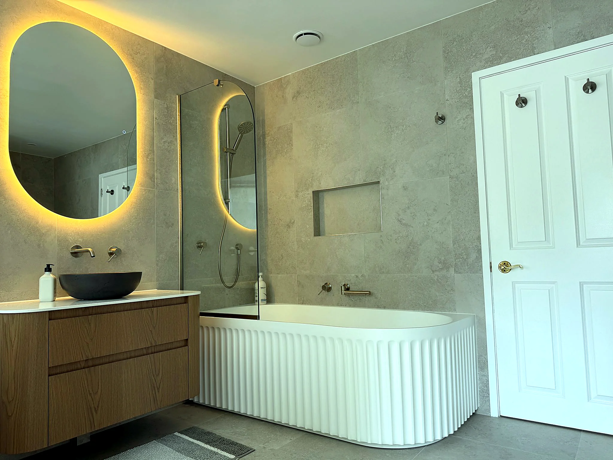Luxury bathroom renovation in Auckland — freestanding bath